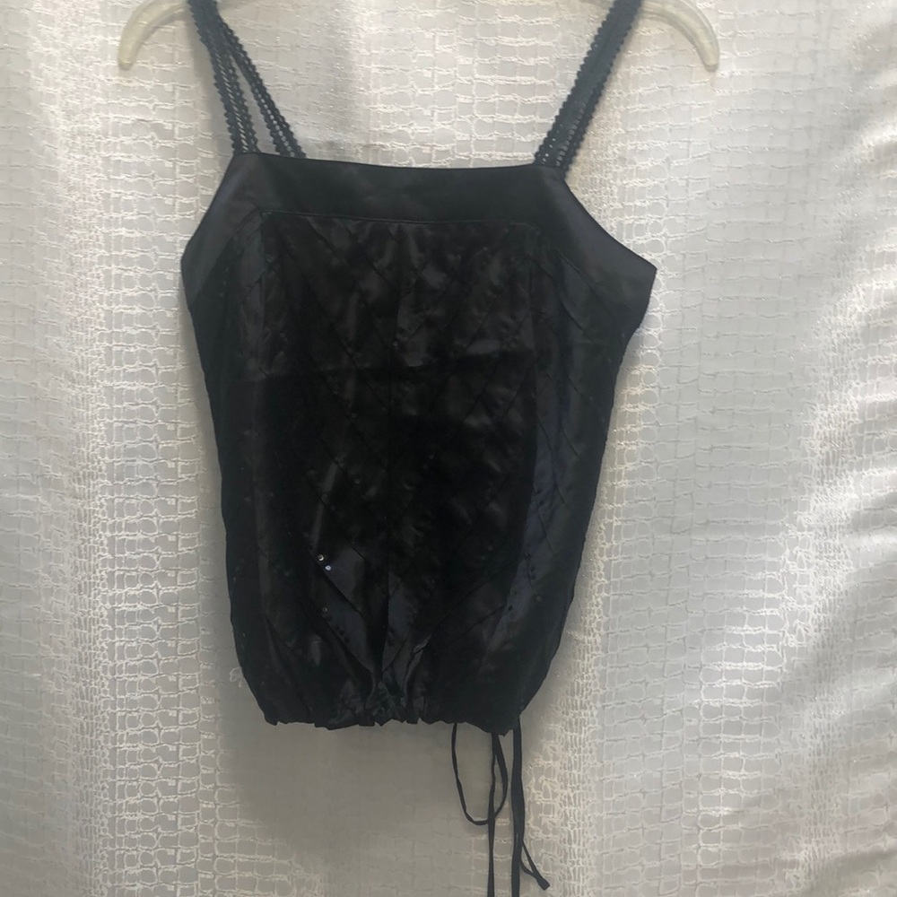 Satin black top with sequins size S